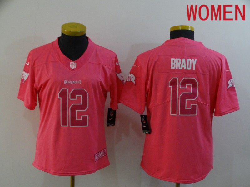 Women Tampa Bay Buccaneers 12 Brady Pink Nike Vapor Untouchable Limited 2020 NFL Nike Jerseys